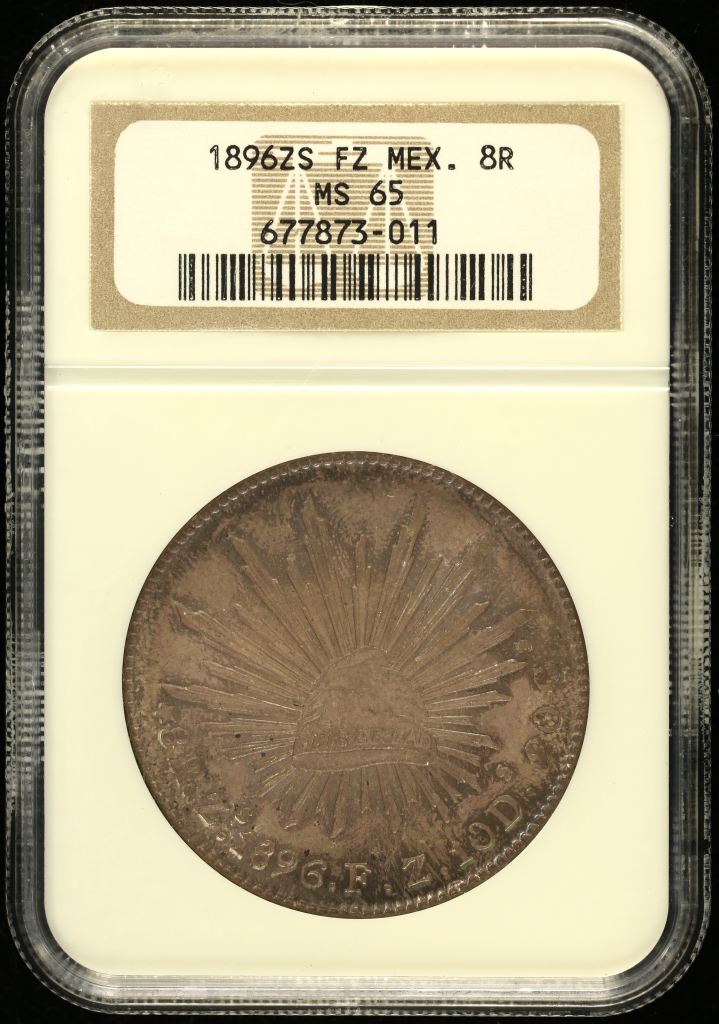 Zacatecas 8 Reales 1896 Zs FZ NGC MS65 0151703