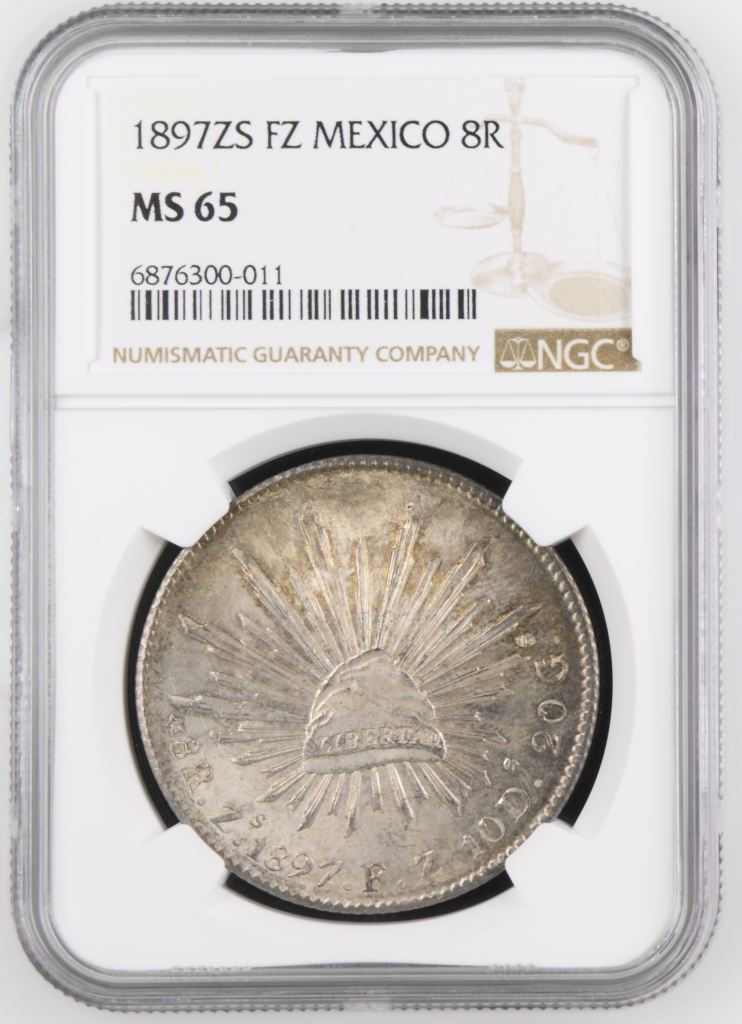 Zacatecas 8 Reales 1897 Zs FZ NGC MS65 0151704