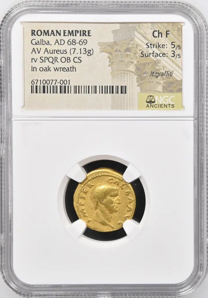 Roman Imperial Galba 68-69 AD AV Aureus NGC Ch F 0151736