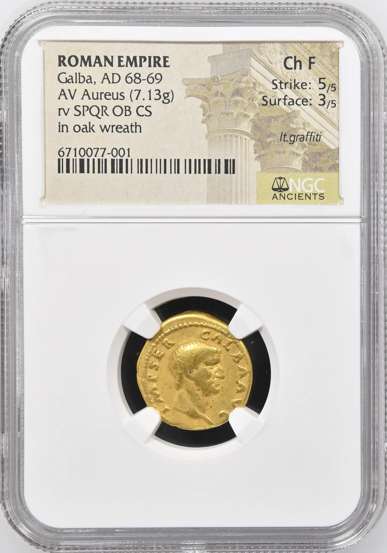 Roman Imperial Galba 68-69 AD AV Aureus NGC Ch F 0151736