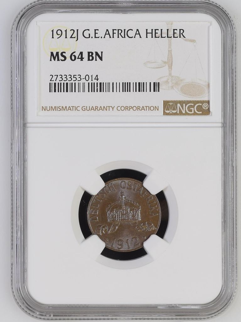 German East Africa Heller 1912 J NGC MS64BN 0151811