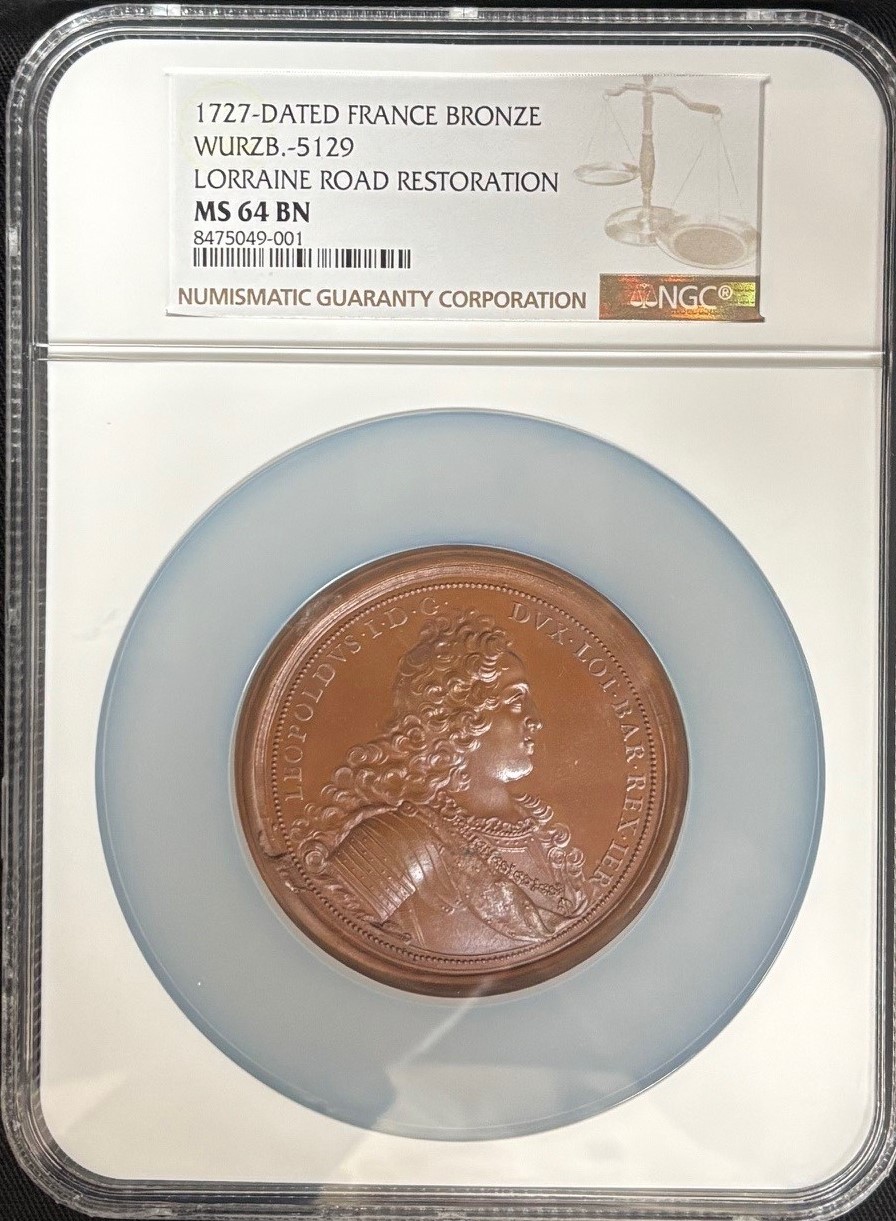 Europe  France  World Coins France Bronze Medal 1727 WURZB-5129 NGC MS64BN 0151818 France Bronze Medal 1727 WURZB-5129 NGC MS64BN 0151818