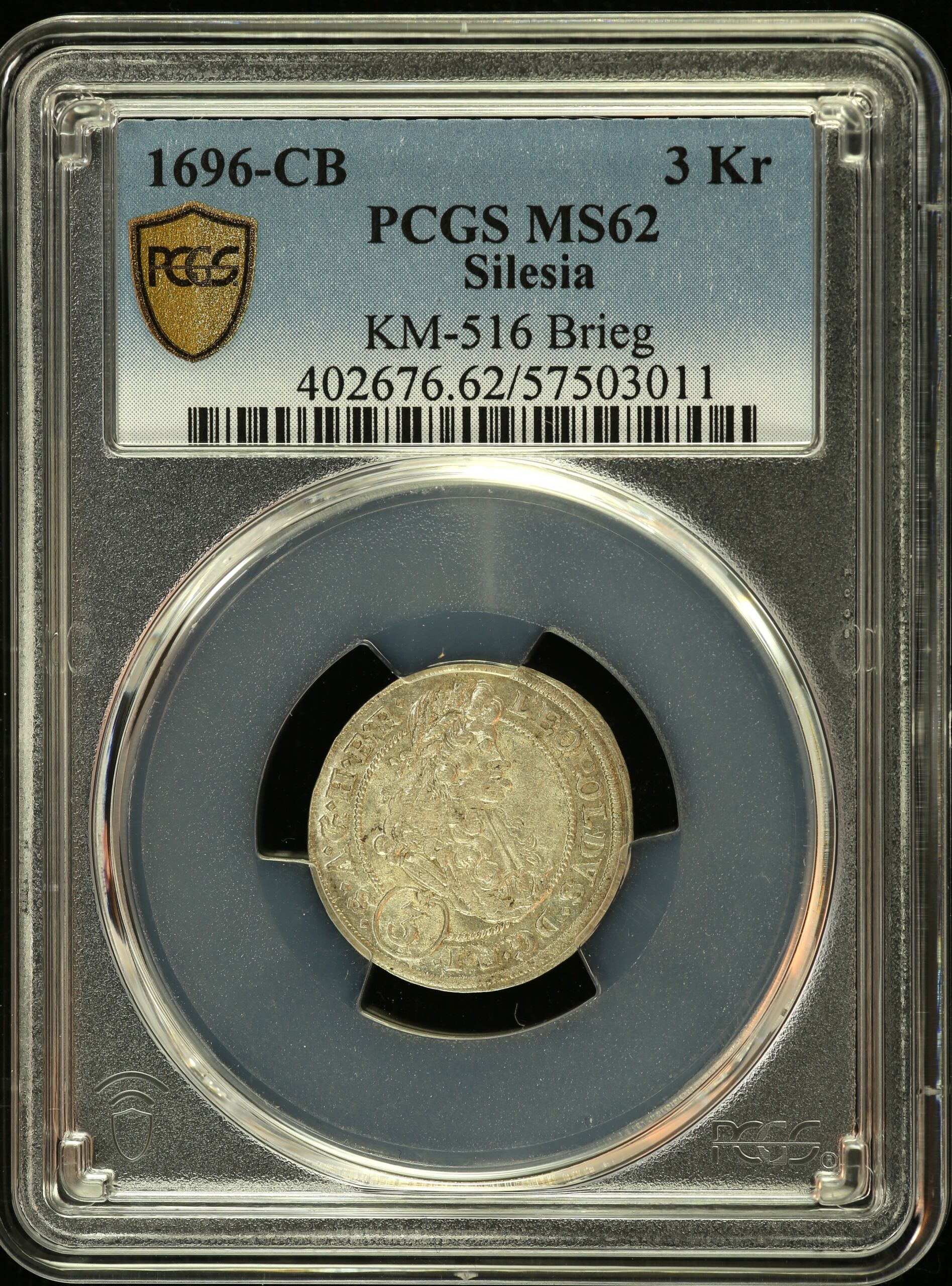 Germany 3 Kreuzer 1696 CB KM-516 PCGS MS62 0151820