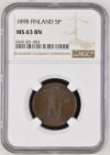 Europe Finland World Coins Finland 5 Pennia 1898 NGC MS63BN 0151841 Finland 5 Pennia 1898 NGC MS63BN 0151841