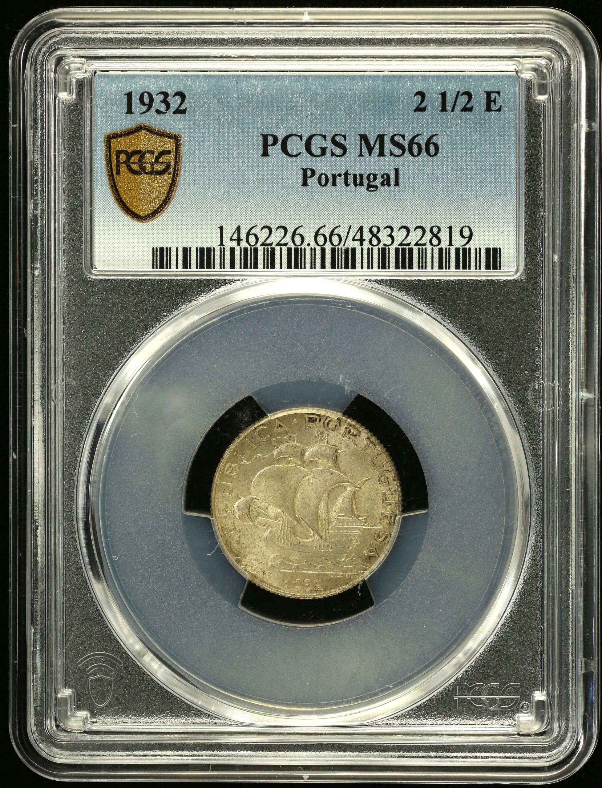 Portugal 2 1/2 Escudos 1932 PCGS MS66 0151843