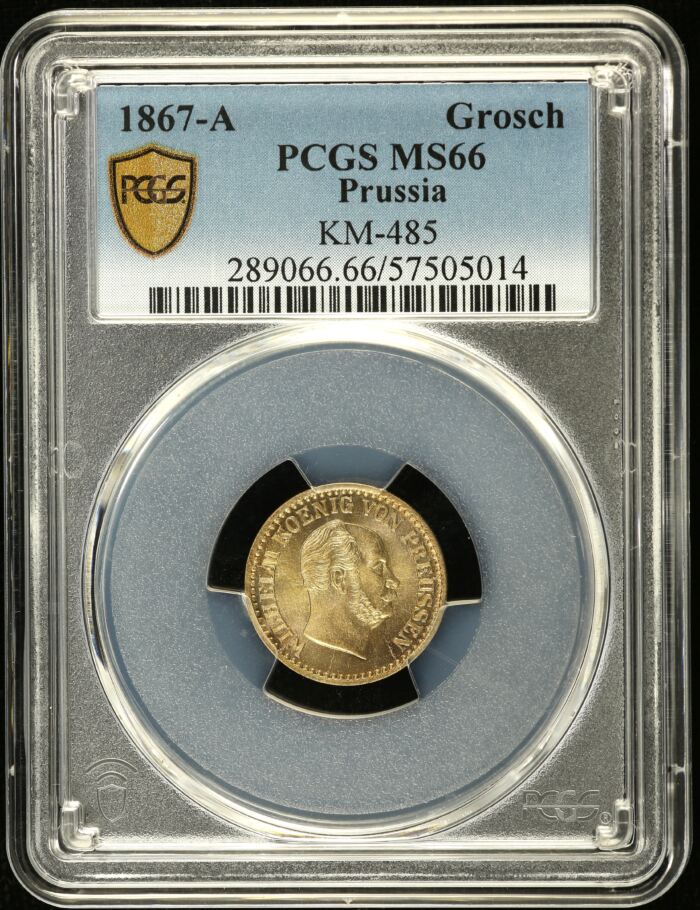 Germany Silver Groschen 1867 A KM-485 PCGS MS66 0151847Germany Silver Groschen 1867 A KM-485 PCGS MS66 0151847