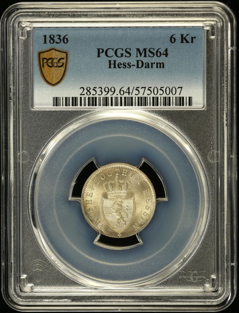 Germany 6 Kreuzer 1836 PCGS MS64 0151851