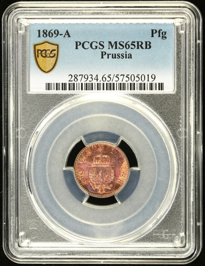 Germany Pfennig 1869 A PCGS MS65RB 0151856Germany Pfennig 1869 A PCGS MS65RB 0151856