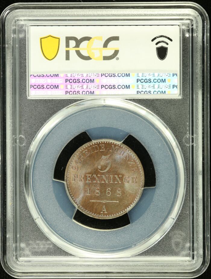 Germany 3 Pfennig 1868 A PCGS MS64BN 0151859Germany 3 Pfennig 1868 A PCGS MS64BN 0151859 - Image 2