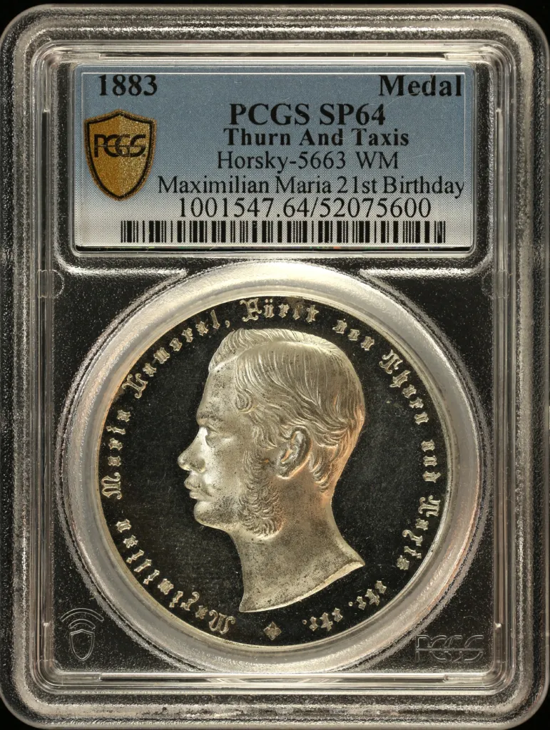 Germany Maximilian Maria 21st Birthday Medal 1883 PCGS SP64 0151862