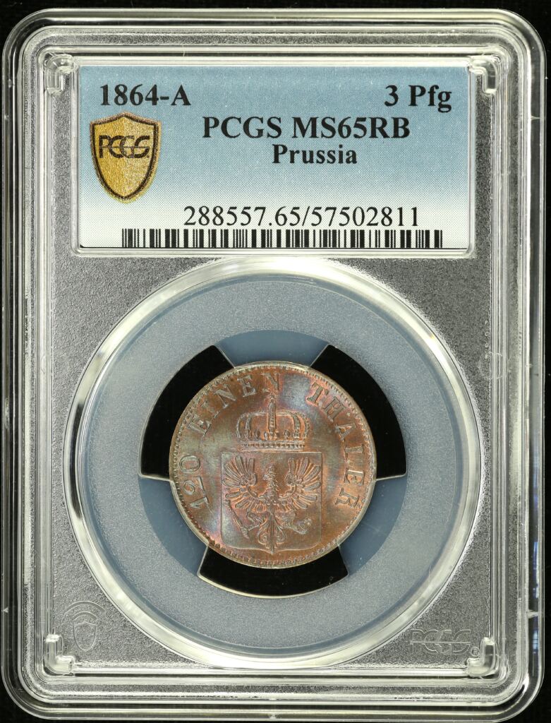 Germany 3 Pfennig 1864 A PCGS MS65RB 0151864