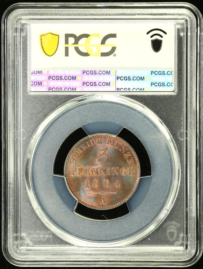 Germany 3 Pfennig 1864 A PCGS MS65RB 0151864Germany 3 Pfennig 1864 A PCGS MS65RB 0151864 - Image 2