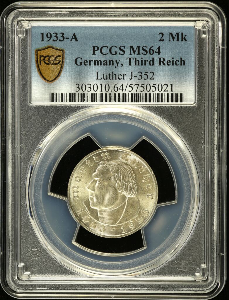 Germany 2 Mark 1933 A Luther J-352 PCGS MS64 0151867