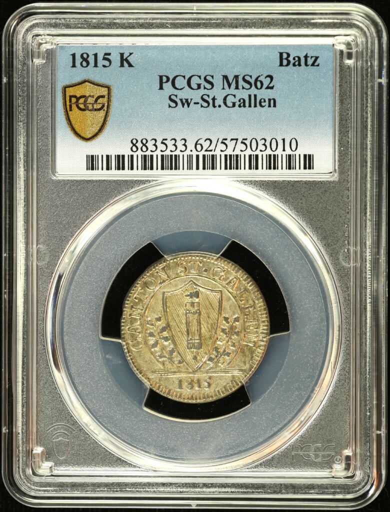 Europe  Switzerland  World Coins Switzerland Batzen 1815 K PCGS MS62 0151873 Switzerland Batzen 1815 K PCGS MS62 0151873