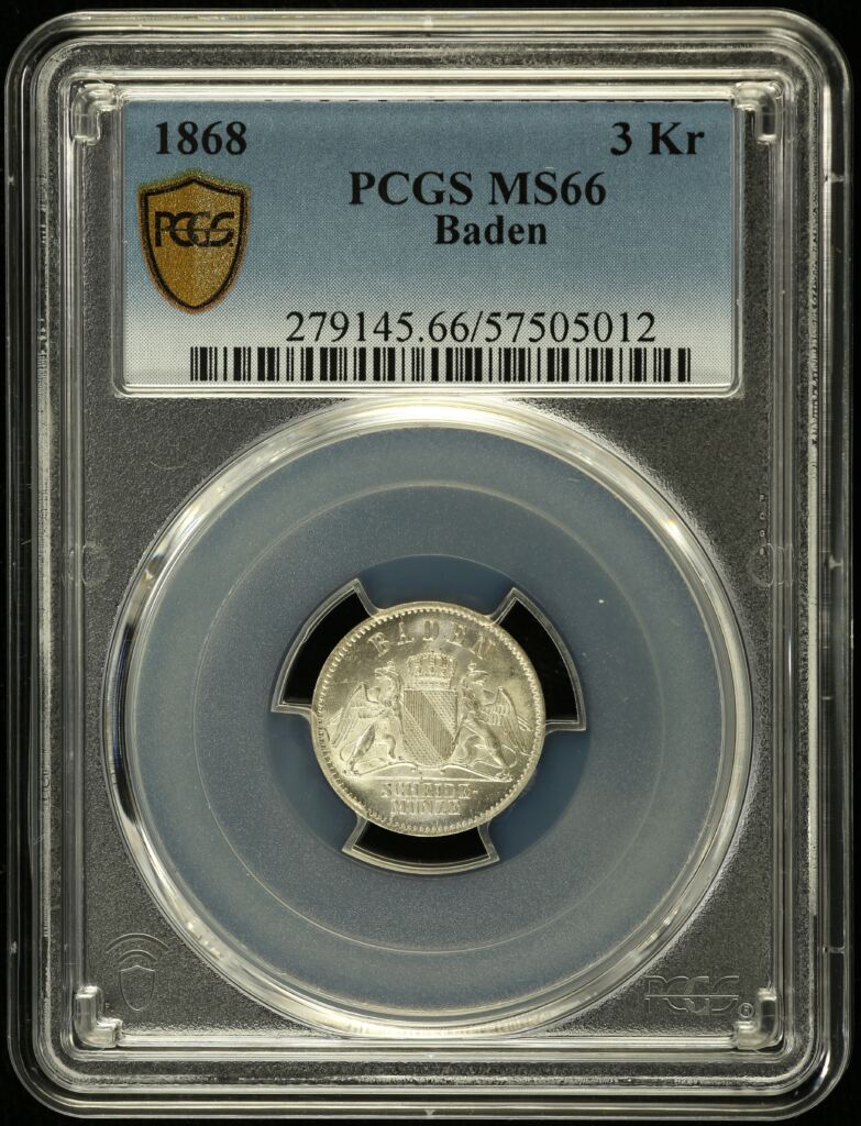 Germany 3 Kreuzer 1868 PCGS MS66 0151875