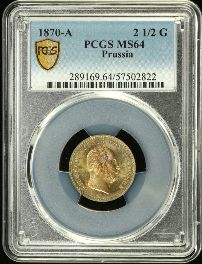 Germany 2 1/2 Silver Groschen 1870 A PCGS MS64 0151876Germany 2 1/2 Silver Groschen 1870 A PCGS MS64 0151876