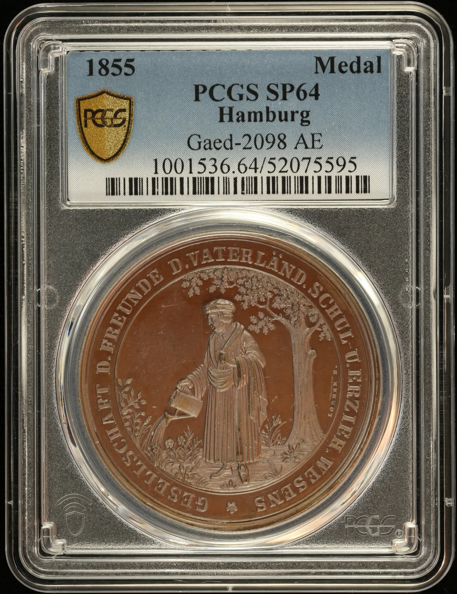 Germany Hamburg Bronze Medal 1855 PCGS SP64 0151881