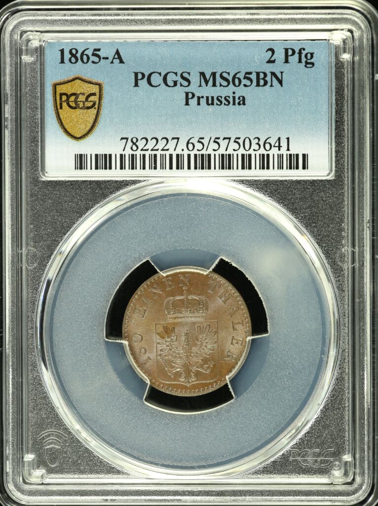 Germany 2 Pfennig 1865 A PCGS MS65BN 0151882
