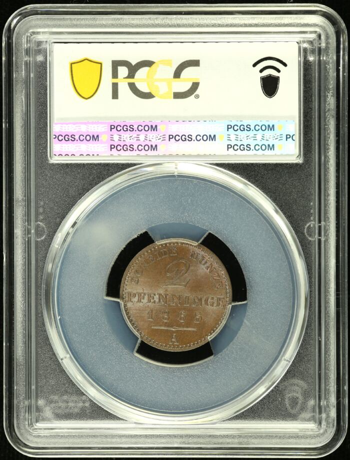 Germany 2 Pfennig 1865 A PCGS MS65BN 0151882Germany 2 Pfennig 1865 A PCGS MS65BN 0151882 - Image 2