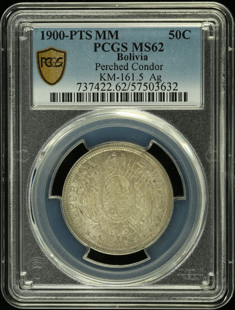 Bolivia 50 Centavo 1900 Pts MM KM-161.5 PCGS MS62 0151886