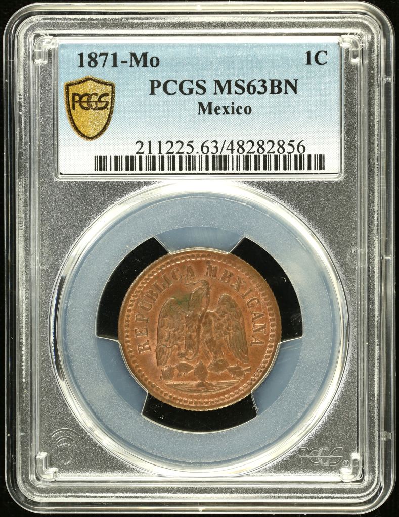 Republic Silver & Minors Centavo 1871 Mo PCGS MS63BN 0151907