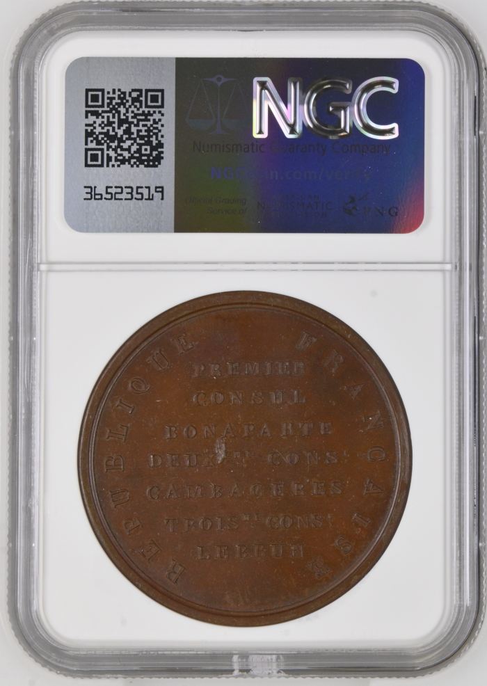 France Quai Desaix Bronze Medal (1800-Dated) Bramsen-68 NGC MS65BN 0151910France Quai Desaix Bronze Medal (1800-Dated) Bramsen-68 NGC MS65BN 0151910 - Image 2
