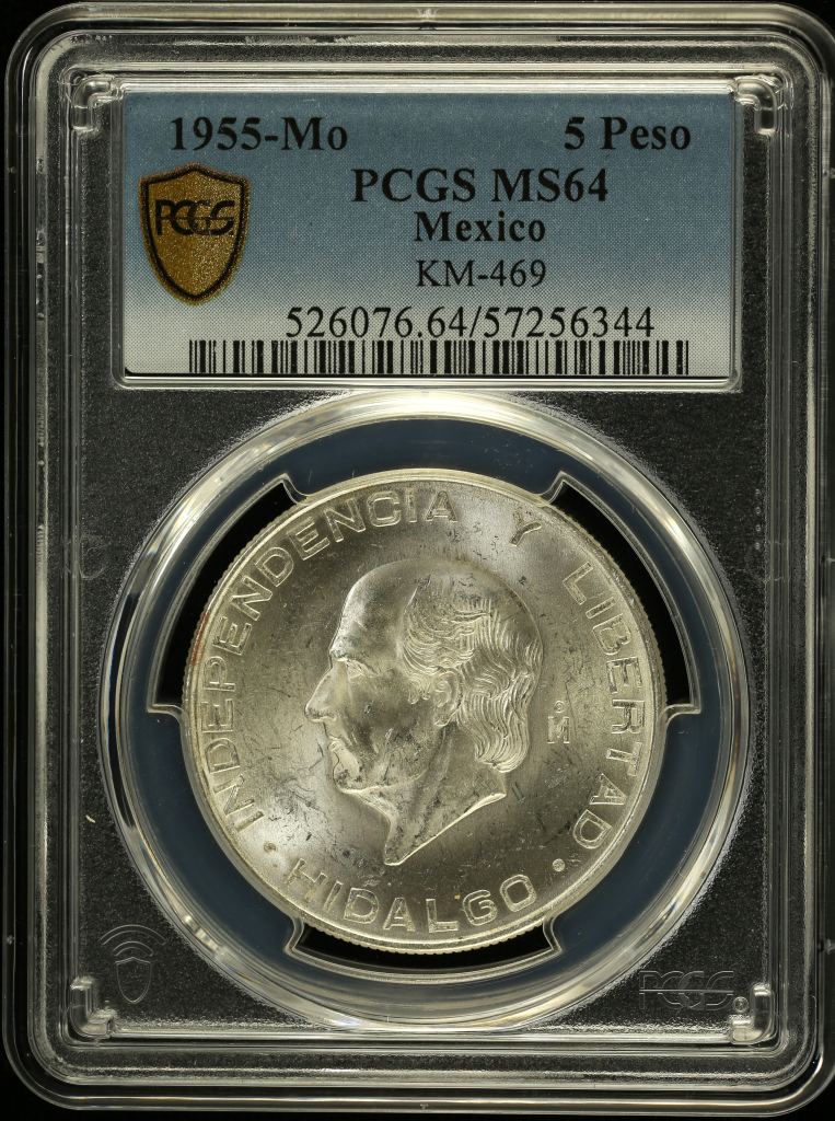 Modern Silver & Minors 5 Peso 1955 Mo KM-469 PCGS MS64 0152107