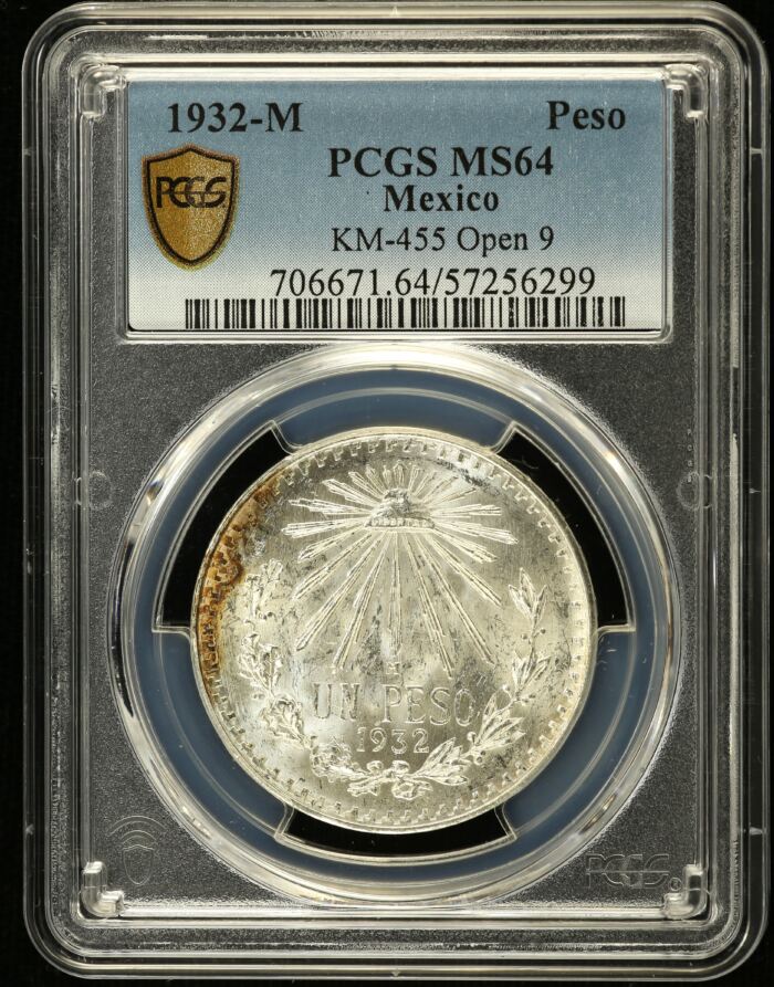 Modern Silver & Minors Peso 1932 M KM-455 PCGS MS64 0152128Modern Silver & Minors Peso 1932 M KM-455 PCGS MS64 0152128