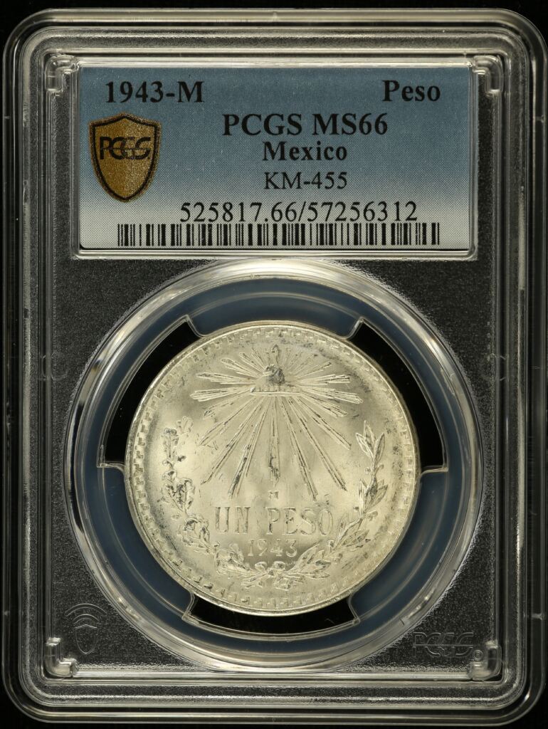 Modern Silver & Minors Peso 1943 M KM-455 PCGS MS66 0152136