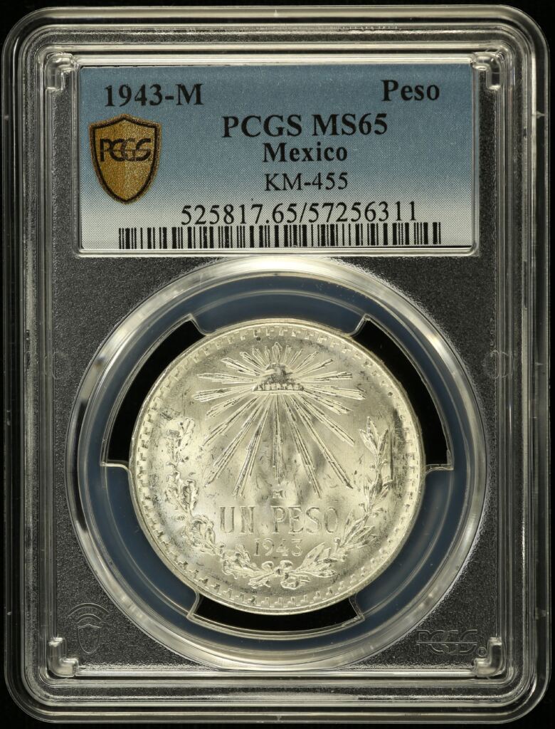 Modern Silver & Minors Peso 1943 M KM-455 PCGS MS65 0152149
