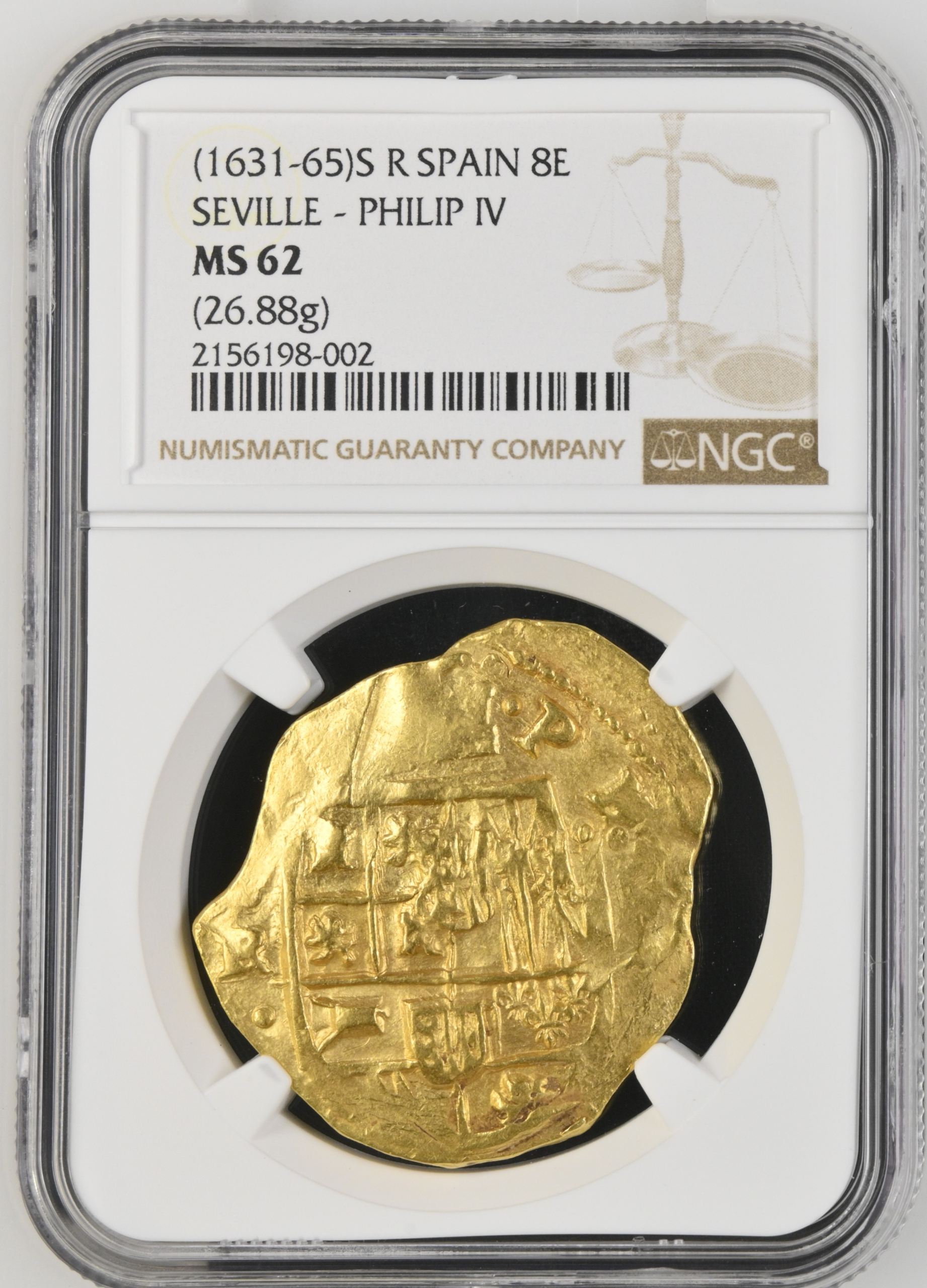 Spain 8 Escudos (1631-65) S R NGC MS62 0152169