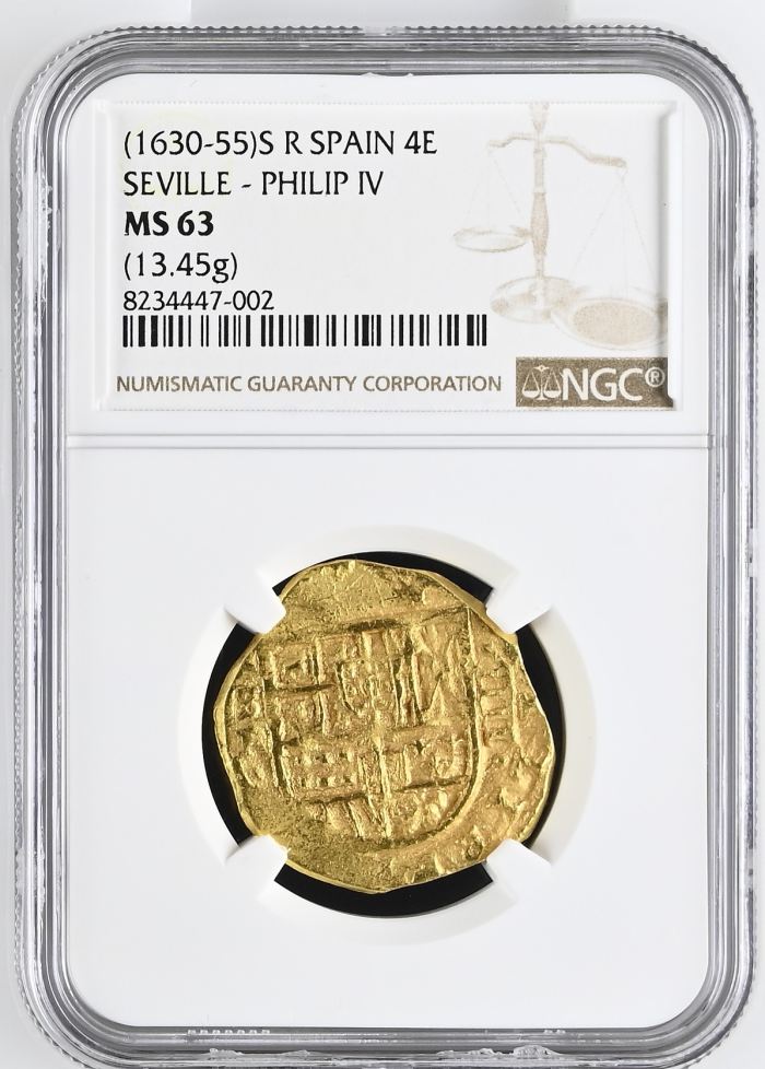 Spain 4 Escudos (1630-55) S R NGC MS63 0152171Spain 4 Escudos (1630-55) S R NGC MS63 0152171