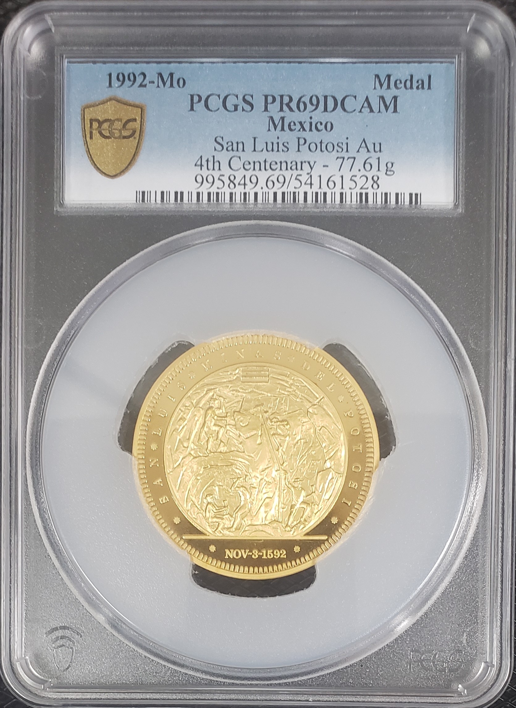 Medals & Tokens Modern Gold 4th Centenary San Luis Potosi Gold Medal 1992 Mo PCGS PR69DCAM 0152178