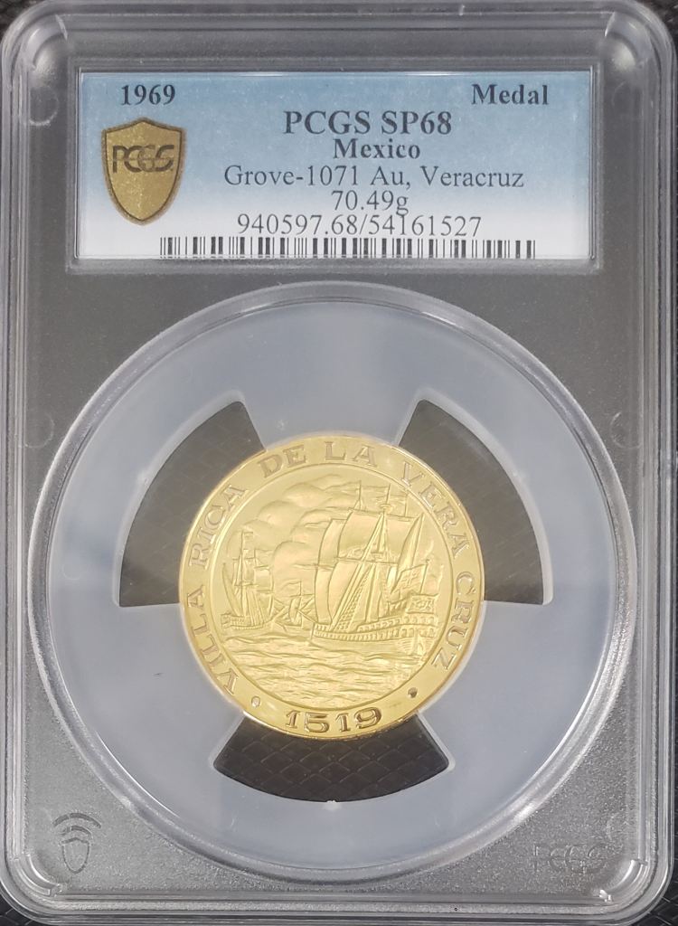 Medals & Tokens Modern Gold Veracruz Gold Medal 1969 Grove-1071 PCGS SP68 0152179