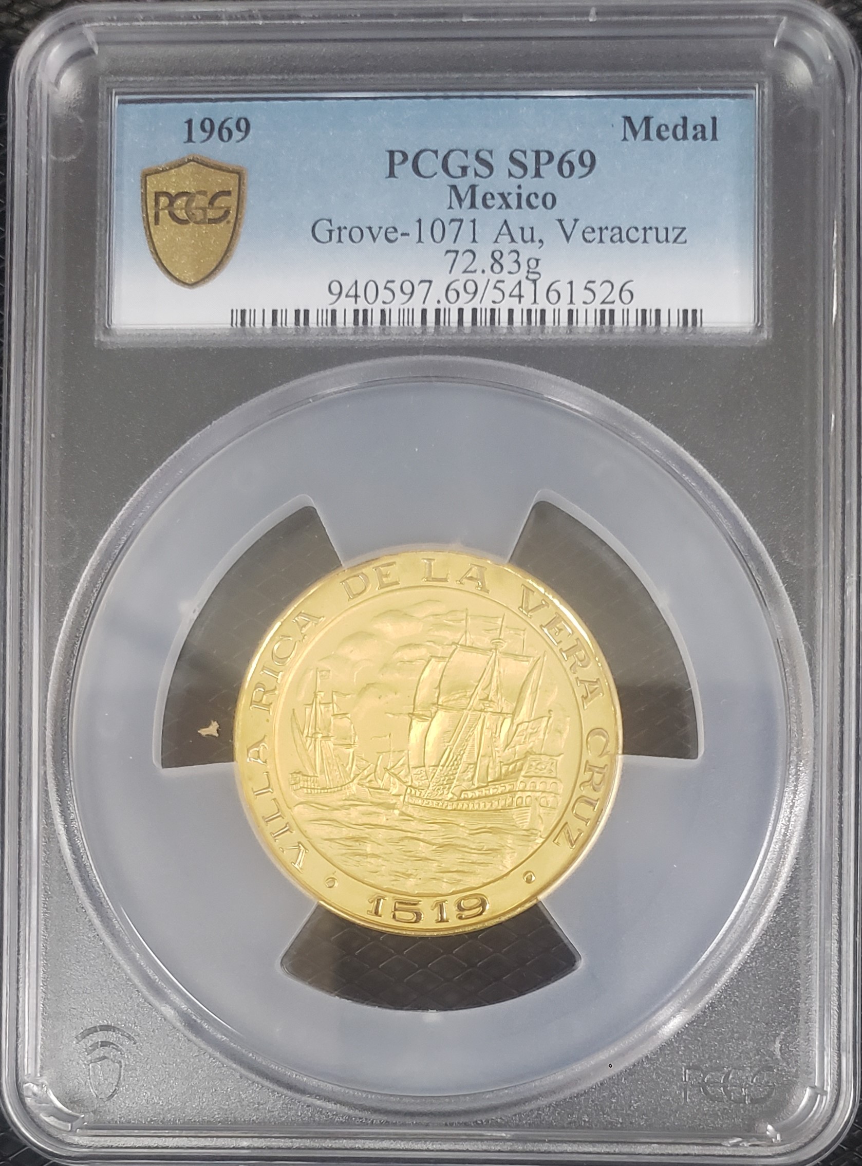 Medals & Tokens Modern Gold Veracruz Gold Medal 1969 Grove-1071 PCGS SP69 0152180