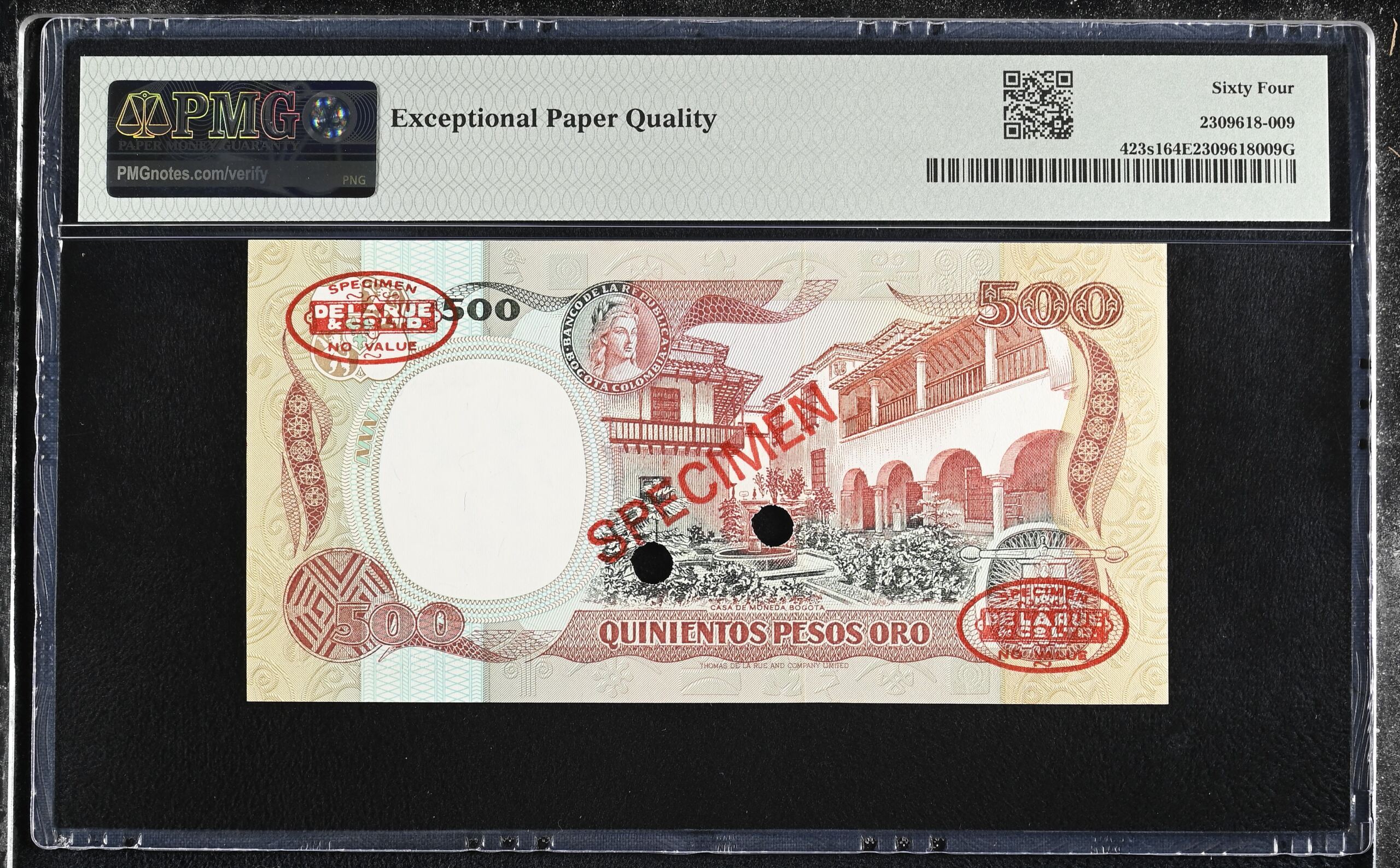 Colombia World Currency Colombia 500 Pesos Oro 1981-86 Pick 423s1 PMG Ch UNC 64 EPQ 0152341 Colombia 500 Pesos Oro 1981-86 Pick 423s1 PMG Ch UNC 64 EPQ 0152341Colombia 500 Pesos Oro 1981-86 Pick 423s1 PMG Ch UNC 64 EPQ 0152341 - Image 2