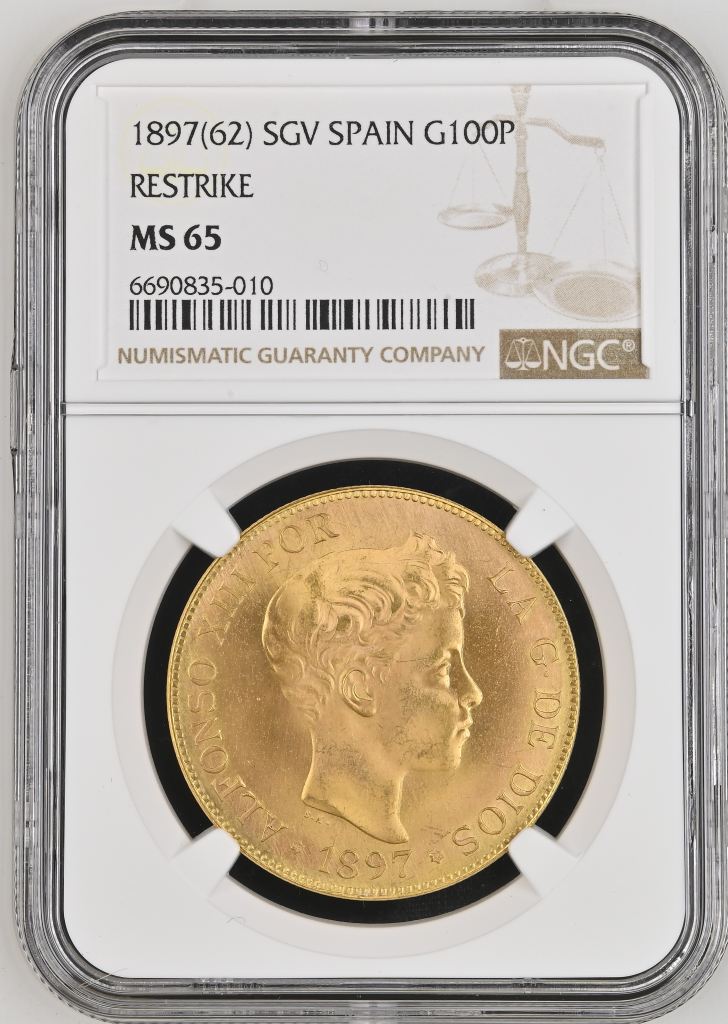 Spain 100 Pesetas 1897 (62) SGV NGC MS65 0152356