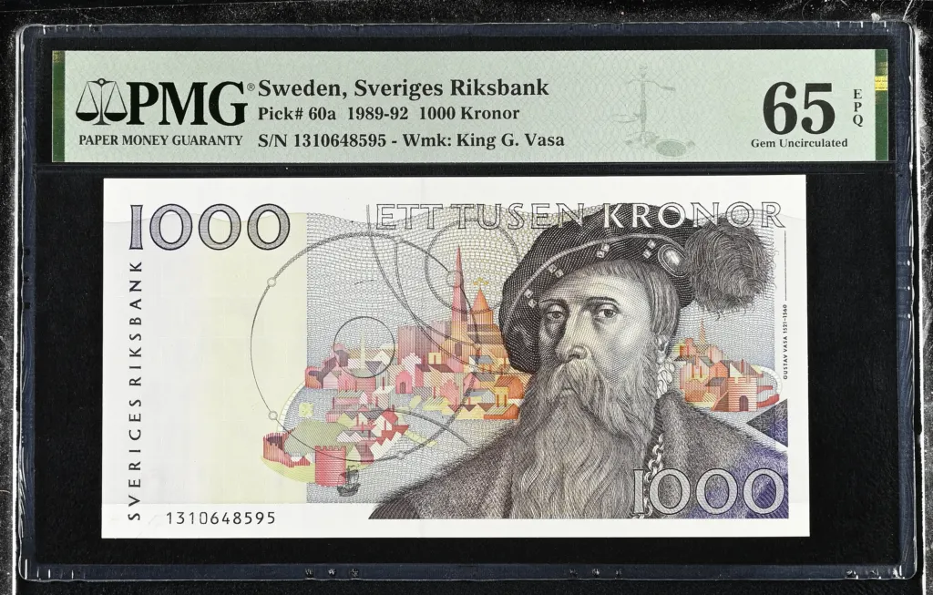 Sweden 1,000 Kroner 1989-92 PMG Gem UNC65 EPQ Pick #60a 0152394