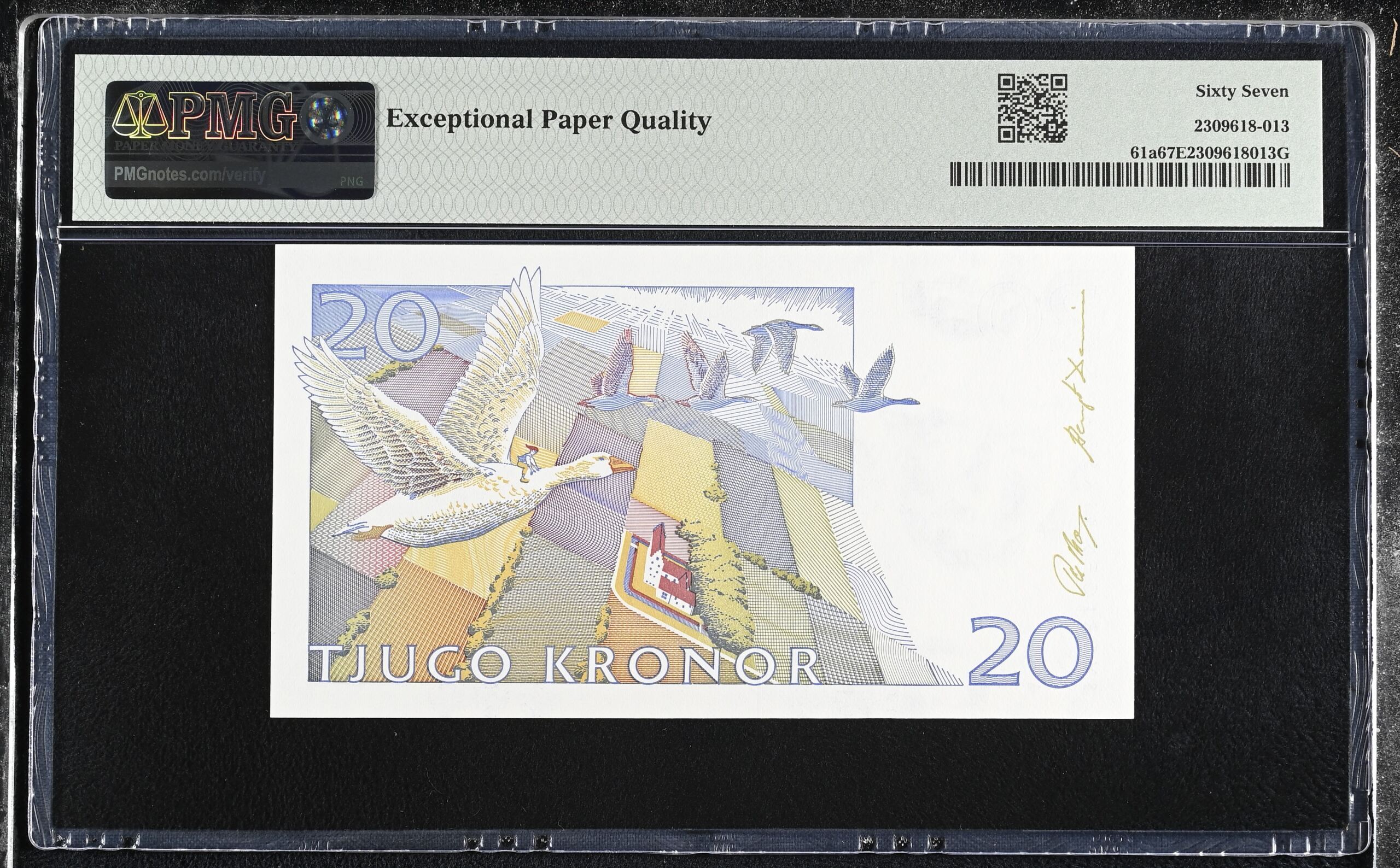 Sweden World Currency Sweden 20 Kroner 1991-92 Pick 61a PMG Superb Gem UNC 67 EPQ 0152402 Sweden 20 Kroner 1991-92 Pick 61a PMG Superb Gem UNC 67 EPQ 0152402Sweden 20 Kroner 1991-92 Pick 61a PMG Superb Gem UNC 67 EPQ 0152402 - Image 2