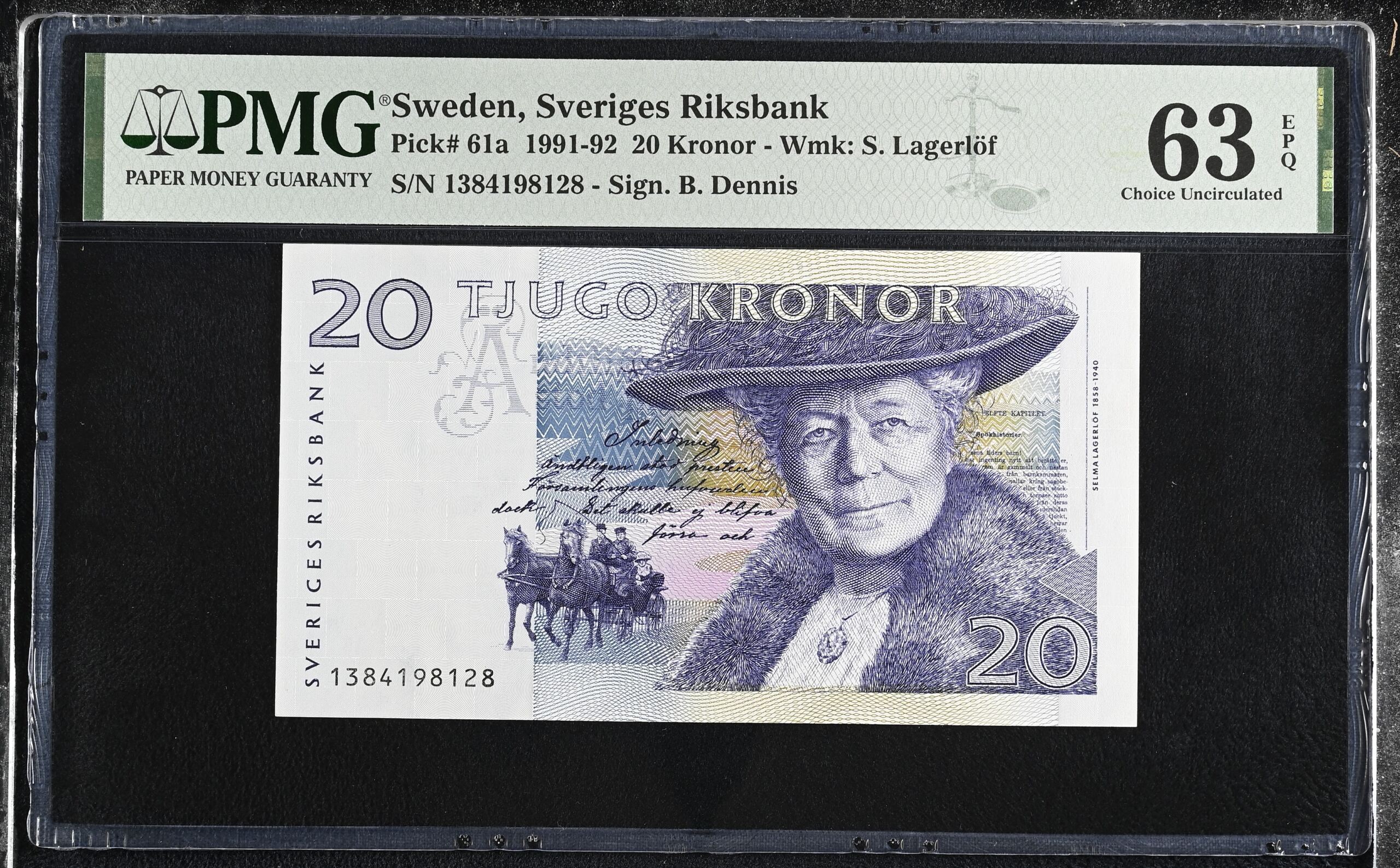 Sweden 20 Kroner 1991-92 Pick 61a PMG Gem UNC 66 EPQ 0152403