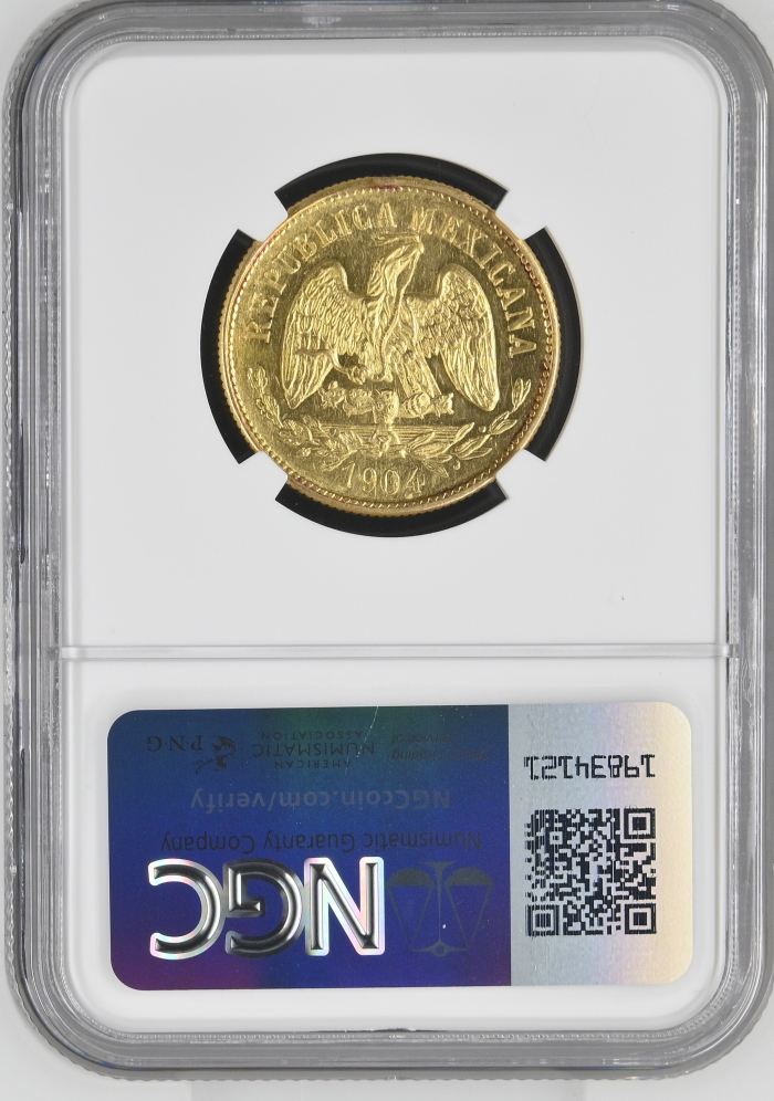 Republic Gold 10 Peso 1904 Mo M NGC MS62 0152407Republic Gold 10 Peso 1904 Mo M NGC MS62 0152407 - Image 2