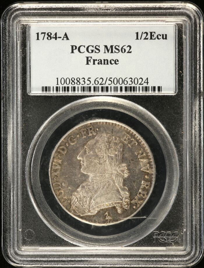 France 1/2 Ecu 1784 A PCGS MS62 0152534France 1/2 Ecu 1784 A PCGS MS62 0152534