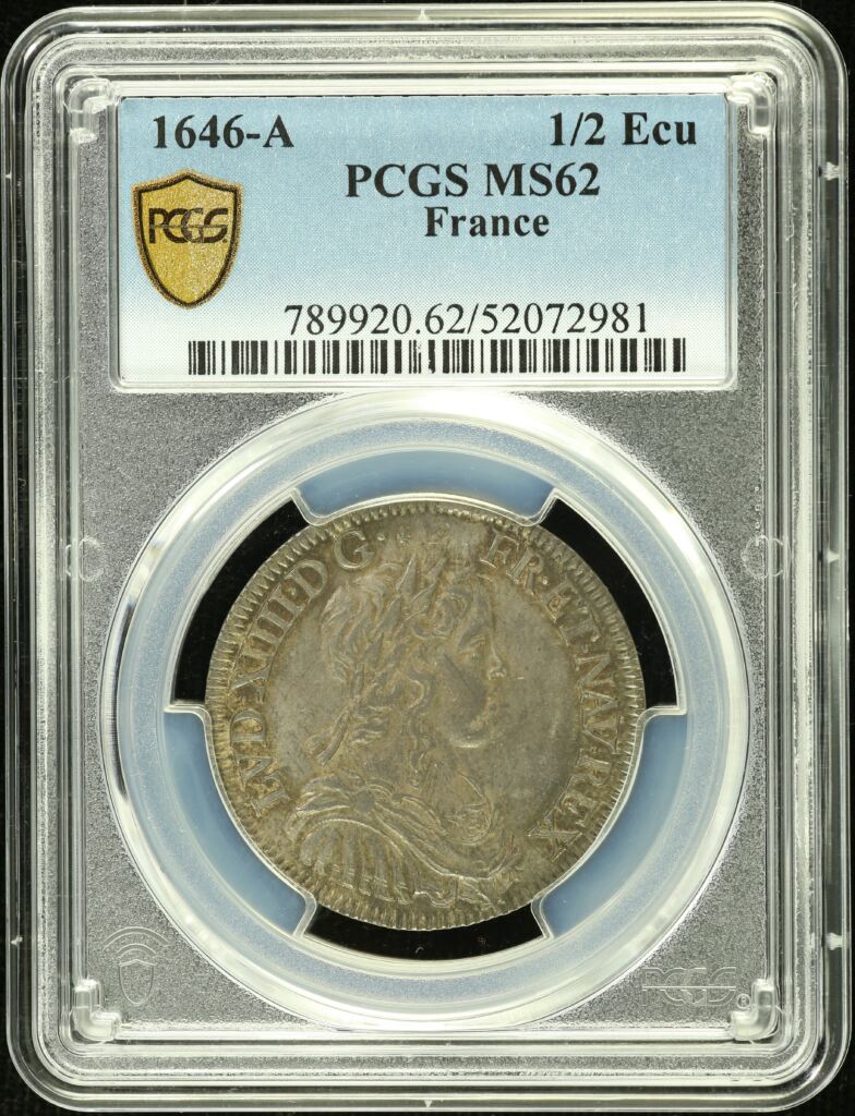 France 1/2 Ecu 1646 A PCGS MS62 0152537