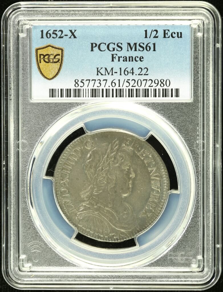 France 1/2 Ecu 1652 X KM-164.22 PCGS MS61 0152539