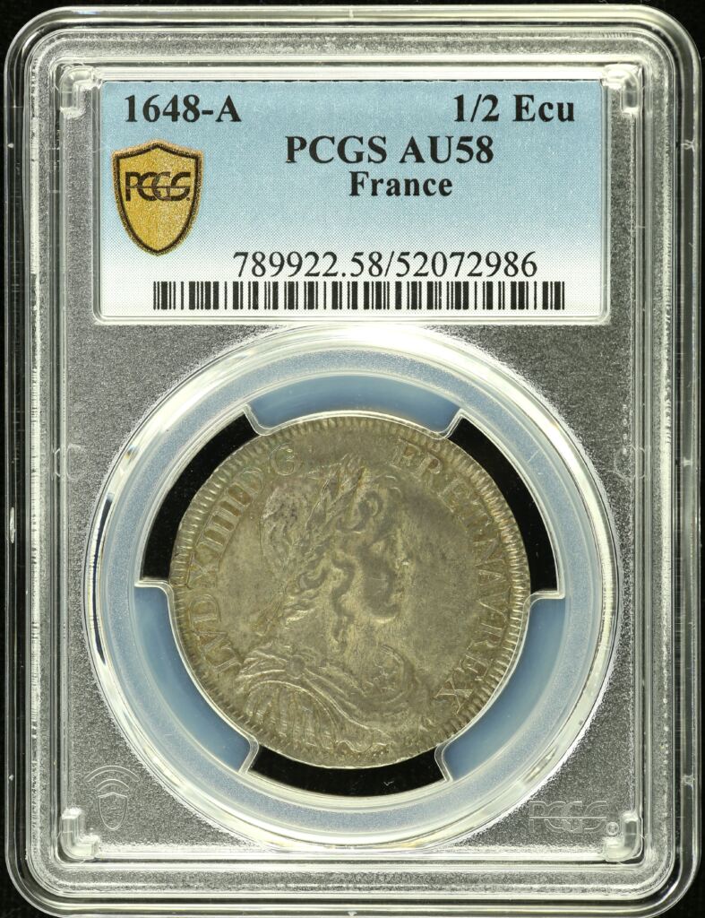 France 1/2 Ecu 1648 A PCGS AU58 0152548