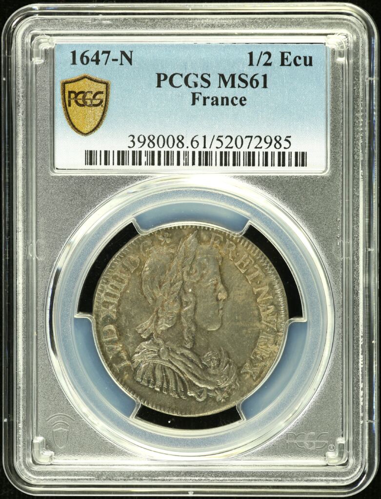 France 1/2 Ecu 1647 N PCGS MS61 0152550