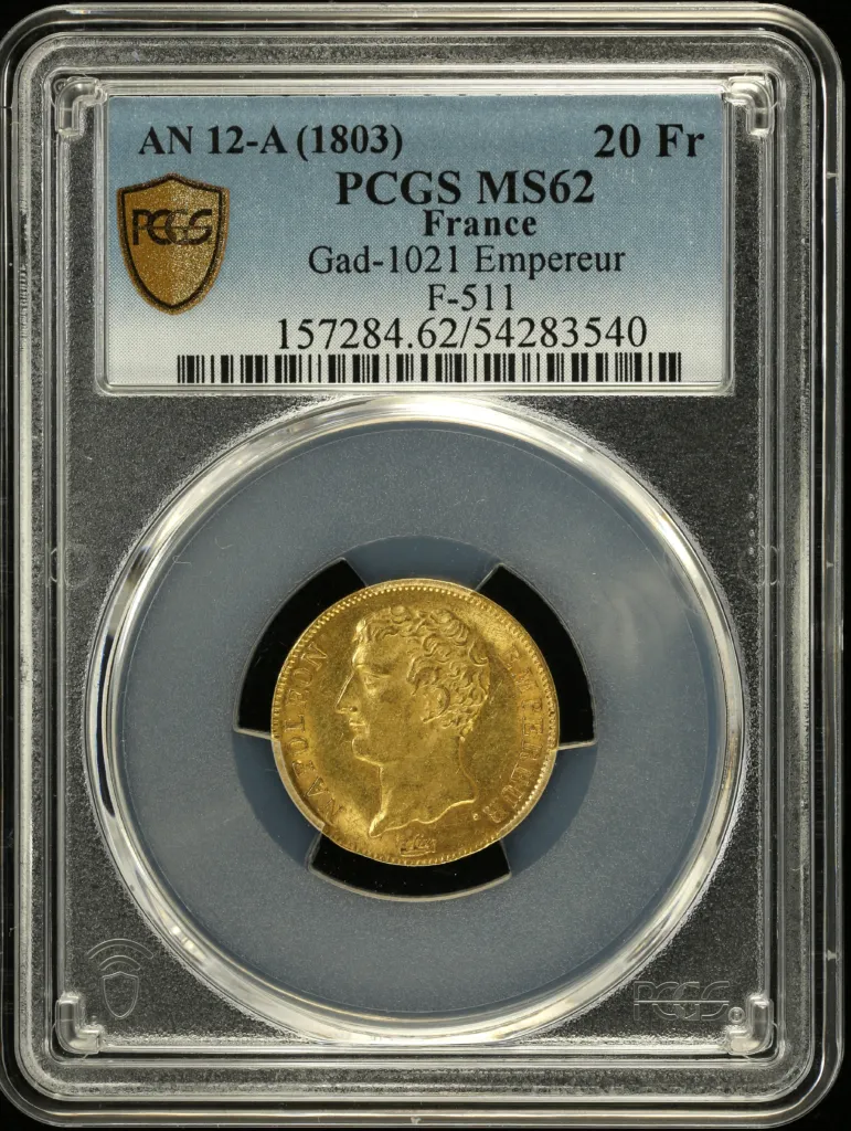 France 20 Franc AN12 (1803) A PCGS MS62 Gad-1021 0151733