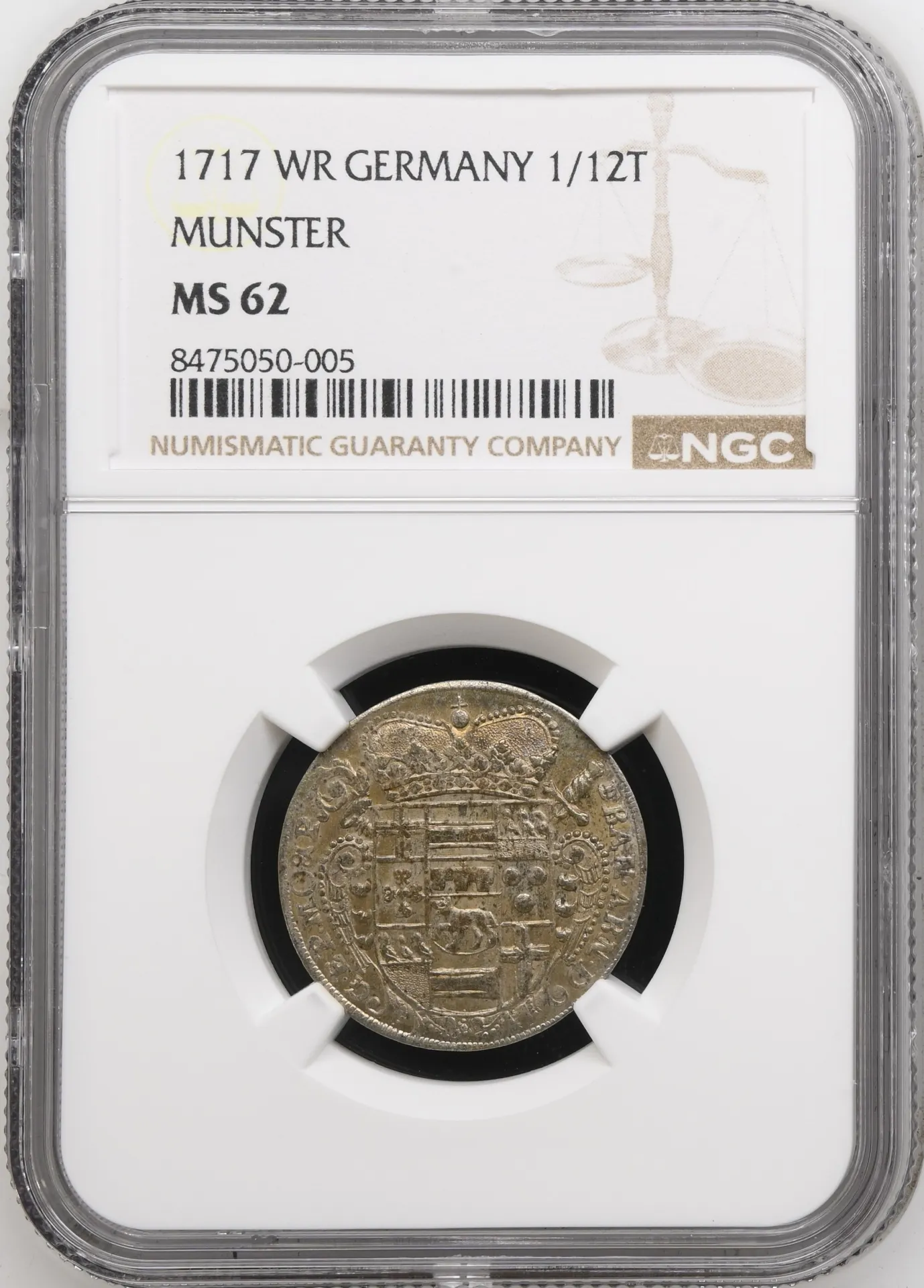 Germany 1/12 Taler 1717 Munster WR NGC MS62 0151872