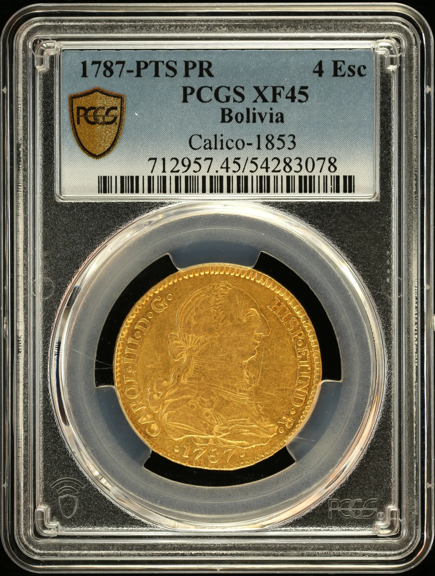 Bolivia Latin American Coins Bolivia 4 Escudos 1787 Pts PR Calico-1853 PCGS XF45 0152457 Bolivia 4 Escudos 1787 Pts PR Calico-1853 PCGS XF45 0152457