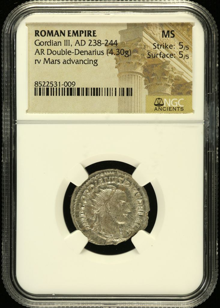 Roman Imperial Gordian III 238-244 AD AR Double Denarius NGC MS 0152373